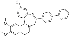 7,9,10,14b-テトラヒドロ-6-(4-ビフェニリル)-3-クロロ-12,13-ジメトキシイソキノ[2,1-d][1,4]ベンゾジアゼピン 化学構造式
