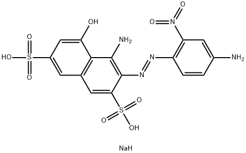 4-アミノ-3-[(4-アミノ-2-ニトロフェニル)アゾ]-5-ヒドロキシ-2,7-ナフタレンジスルホン酸二ナトリウム 化学構造式