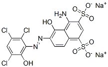 4-Amino-5-hydroxy-6-[(2,3,5-trichloro-6-hydroxyphenyl)azo]-1,3-naphthalenedisulfonic acid disodium salt Struktur