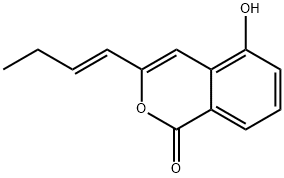 3-[(E)-1-ブテニル]-5-ヒドロキシ-1H-2-ベンゾピラン-1-オン 化学構造式