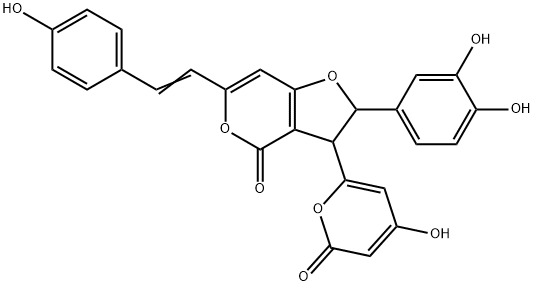 2-(3,4-Dihydroxyphenyl)-2,3-dihydro-3-(4-hydroxy-2-oxo-2H-pyran-6-yl)-6-[2-(4-hydroxyphenyl)vinyl]-4H-furo[3,2-c]pyran-4-one|