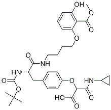 623563-74-6 Benzoic acid, 2-[4-[[(2S)-3-[4-[1-carboxy-2-(cyclopropylaMino)-2-oxoethoxy]phenyl]-2-[[(1,1-diMethylethoxy)carbonyl]aMino]-1-oxopropyl]aMino]butoxy]-6-hydroxy-, 1-Methyl ester