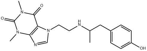 3,7-ジヒドロ-7-[2-[[1-メチル-2-(4-ヒドロキシフェニル)エチル]アミノ]エチル]-1,3-ジメチル-1H-プリン-2,6-ジオン 化学構造式