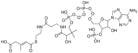 5-[2-[3-[[4-[[[5-(6-aminopurin-9-yl)-4-hydroxy-3-phosphonooxyoxolan-2-yl]methoxy-hydroxyphosphoryl]oxy-hydroxyphosphoryl]oxy-2-hydroxy-3,3-dimethylbutanoyl]amino]propanoylamino]ethylsulfanyl]-3-methyl-5-oxopent-3-enoic acid 结构式