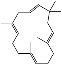 (1E,4E,8E,12E)-2,6,6,9,13-Pentamethyl-1,4,8,12-cyclopentadecatetraene,62498-93-5,结构式