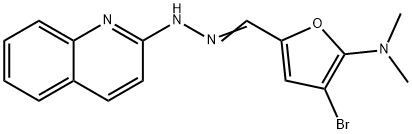 2-Furancarboxaldehyde,  4-bromo-5-(dimethylamino)-,  2-quinolinylhydrazone  (9CI) 化学構造式