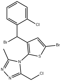 4-[5-bromo-3-[bromo(2-chlorophenyl)methyl]-2-thienyl]-3-(chloromethyl)-5-methyl-4H-1,2,4-triazole,62551-57-9,结构式