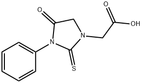 4-オキソ-3-フェニル-2-チオキソ-1-イミダゾリジン酢酸 化学構造式