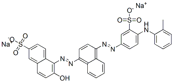 6-Hydroxy-5-[[4-[[4-[(2-methylphenyl)amino]-3-sulfophenyl]azo]-1-naphtyl]azo]-2-naphthalenesulfonic acid disodium salt,6262-08-4,结构式