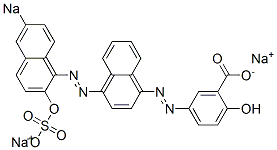 2-Hydroxy-5-[[4-[(2-hydroxy-6-sodiosulfo-1-naphthalenyl)azo]-1-naphthalenyl]azo]benzoic acid sodium salt,6262-09-5,结构式