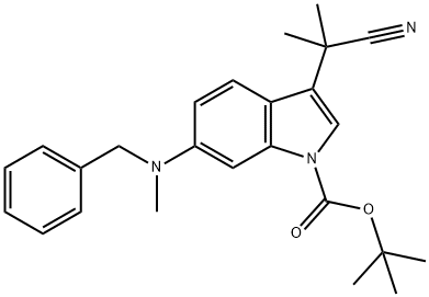 1H-Indole-1-carboxylic acid, 3-(1-cyano-1-methylethyl)-6-[methyl(phenylmethyl)amino]-, 1,1-dimethylethyl ester Structure