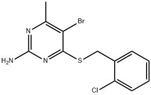 5-bromo-4-[(2-chlorophenyl)methylsulfanyl]-6-methyl-pyrimidin-2-amine 化学構造式