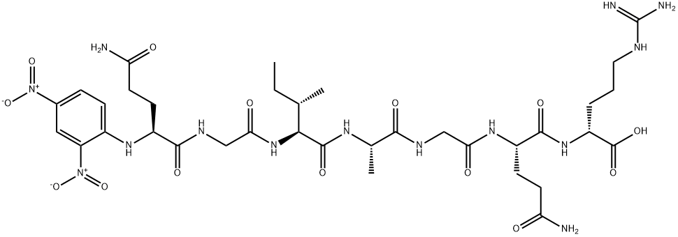 N2-[N2-[N-[N-[N-[N-[N2-(2,4-dinitrophenyl)-L-glutaminyl]glycyl]-L-isoleucyl]-L-alanyl]glycyl]-L-glutaminyl]-D-arginine Struktur