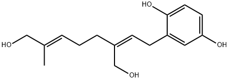 2-[(2Z,6E)-8-Hydroxy-3-hydroxymethyl-7-methyl-2,6-octadienyl]-1,4-benzenediol Structure