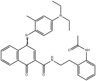 N-[2-[2-(acetylamino)phenyl]ethyl]-4-[[4-(diethylamino)-2-methylphenyl]imino]-1,4-dihydro-1-oxonaphthalene-2-carboxamide Struktur