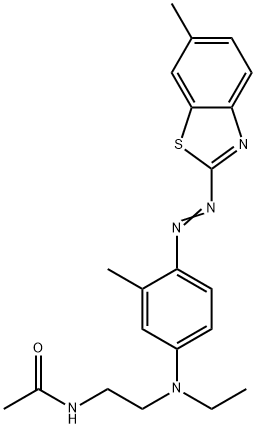 N-[2-[エチル[3-メチル-4-[(6-メチルベンゾチアゾール-2-イル)アゾ]フェニル]アミノ]エチル]アセトアミド 化学構造式