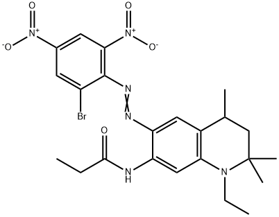 N-[[6-[(2-ブロモ-4,6-ジニトロフェニル)アゾ]-1-エチル-1,2,3,4-テトラヒドロ-2,2,4-トリメチルキノリン]-7-イル]プロパンアミド 化学構造式