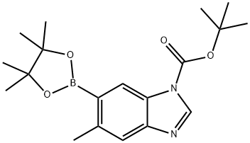 1H-BenziMidazole-1-carboxylic acid, 5-Methyl-6-(4,4,5,5-tetraMethyl-1,3,2-dioxaborolan-2-yl)-, 1,1-diMethylethyl ester Structure