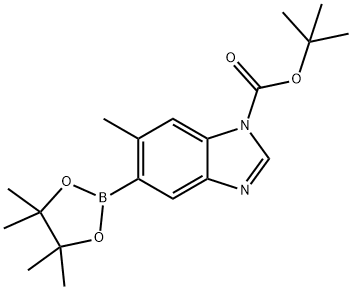 1H-BenziMidazole-1-carboxylic acid, 6-Methyl-5-(4,4,5,5-tetraMethyl-1,3,2-dioxaborolan-2-yl)-, 1,1-diMethylethyl ester Structure