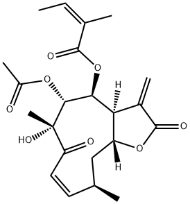 (3aS,4S,5R,6R,8Z,10R,11aR)-5-Acetoxy-2,3,3a,4,5,6,7,10,11,11a-decahydro-6-hydroxy-4-[(Z)-2-methyl-2-butenoyloxy]-6,10-dimethyl-3-methylenecyclodeca[b]furan-2,7-dione|