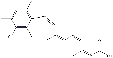 (2Z,4Z,6Z,8Z)-9-(3-chloro-2,4,6-trimethyl-phenyl)-3,7-dimethyl-nona-2, 4,6,8-tetraenoic acid 化学構造式