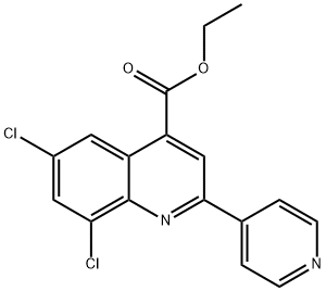 ethyl 6,8-dichloro-2-pyridin-4-yl-quinoline-4-carboxylate Struktur