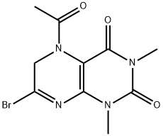 2,4(1H,3H)-Pteridinedione,  5-acetyl-7-bromo-5,6-dihydro-1,3-dimethyl- Structure