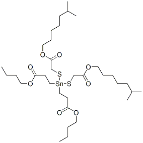 dibutyl 3,3'-[bis[[2-(isooctyloxy)-2-oxoethyl]thio]stannylene]dipropionate Struktur