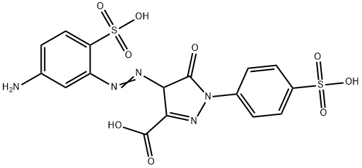4-[(5-アミノ-2-スルホフェニル)アゾ]-4,5-ジヒドロ-5-オキソ-1-(4-スルホフェニル)-1H-ピラゾール-3-カルボン酸 化学構造式