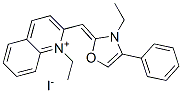 1-ethyl-2-[(3-ethyl-4-phenyl-3H-oxazol-2-ylidene)methyl]quinolinium iodide Struktur
