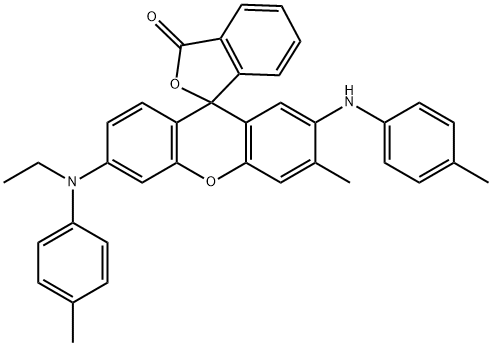 6'-[ethyl(p-tolyl)amino]-3'-methyl-2'-[(p-tolyl)amino]spiro[isobenzofuran-1(3H),9'-[9H]xanthene]-3-one Struktur