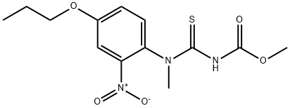 [[N-Methyl-N-(2-nitro-4-propoxyphenyl)amino]thioxomethyl]carbamic acid methyl ester Structure