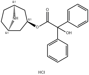 ALPHA-羟基-ALPHA-苯基苯乙酸 (3-内型)-8-氮杂双环[3.2.1]辛-3-基酯盐酸盐, 63516-30-3, 结构式