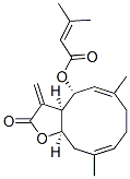 3-Methyl-2-butenoic acid (3aR,4R,5E,9E,11aR)-2,3,3a,4,7,8,11,11a-octahydro-6,10-dimethyl-3-methylene-2-oxocyclodeca[b]furan-4-yl ester Struktur