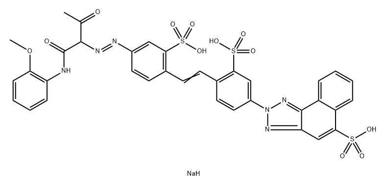 trisodium 2-[4-[2-[4-[[1-[[(2-methoxyphenyl)amino]carbonyl]-2-oxopropyl]azo]-2-sulphonatophenyl]vinyl]-3-sulphonatophenyl]-2H-naphtho[1,2-d]triazole-5-sulphonate ,63543-86-2,结构式