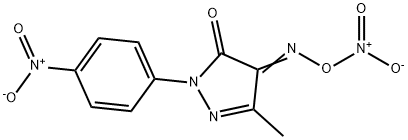 3-Methyl-1-(4-nitrophenyl)-4-[[(nitro)oxy]imino]-1H-pyrazol-5(4H)-one Struktur