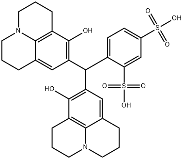 4-[bis(2,3,6,7-tetrahydro-8-hydroxy-1H,5H-benzo[ij]quinolizin-9-yl)methyl]benzene-1,3-disulphonic acid Structure
