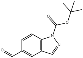 1H-インダゾール-5-カルボキシアルデヒド, N1-BOC保護 化学構造式