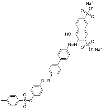 4-Hydroxy-3-[[4'-[[4-[[(4-methylphenyl)sulfonyl]oxy]phenyl]azo]-1,1'-biphenyl-4-yl]azo]-2,7-naphthalenedisulfonic acid disodium salt Struktur