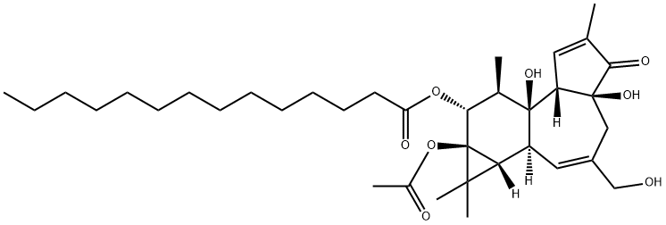 4ALPHA-12-O-十四碳酰基佛波醇13-乙酸酯,63597-44-4,结构式