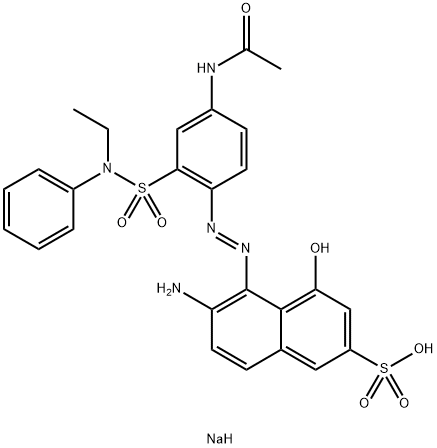 5-[[4-(アセチルアミノ)-2-[(エチルフェニルアミノ)スルホニル]フェニル]アゾ]-6-アミノ-4-ヒドロキシ-2-ナフタレンスルホン酸ナトリウム 化学構造式