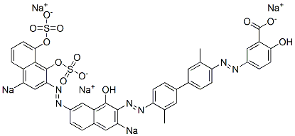 2-Hydroxy-5-[[4'-[[1-hydroxy-7-[(1,8-dihydroxy-4-sodiosulfo-2-naphthalenyl)azo]-3-sodiosulfo-2-naphthalenyl]azo]-3,3'-dimethyl[1,1'-biphenyl]-4-yl]azo]benzoic acid sodium salt,6360-46-9,结构式