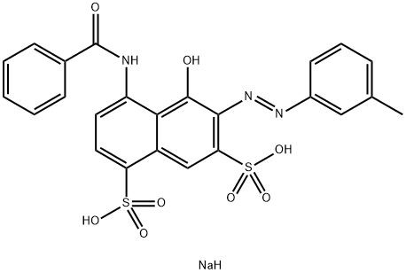 5-ヒドロキシ-6-[(3-メチルフェニル)アゾ]-4-[(フェニルカルボニル)アミノ]-1,7-ナフタレンジスルホン酸二ナトリウム 化学構造式