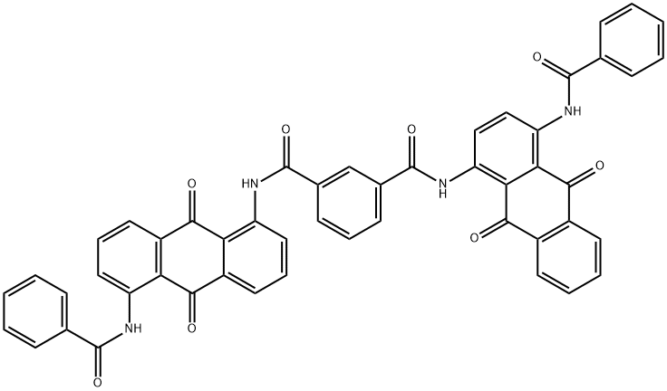 N-[4-(ベンゾイルアミノ)-9,10-ジヒドロ-9,10-ジオキソアントラセン-1-イル]-N'-[5-(ベンゾイルアミノ)-9,10-ジヒドロ-9,10-ジオキソアントラセン-1-イル]イソフタルアミド 化学構造式