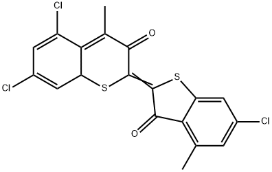 5,6',7-トリクロロ-4,4'-ジメチル-Δ2,2'(3H,3'H)-ビベンゾ[b]チオフェン-3,3'-ジオン 化学構造式