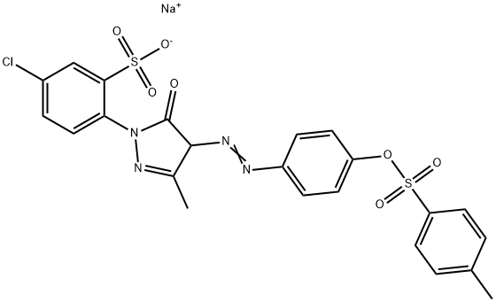 5-クロロ-2-[4,5-ジヒドロ-3-メチル-4-[[4-[[(4-メチルフェニル)スルホニル]オキシ]フェニル]アゾ]-5-オキソ-1H-ピラゾール-1-イル]ベンゼンスルホン酸ナトリウム 化学構造式