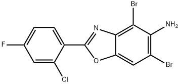4,6-DIBROMO-2-(2-CHLORO-4-FLUOROPHENYL)-1,3-BENZOXAZOL-5-AMINE Structure