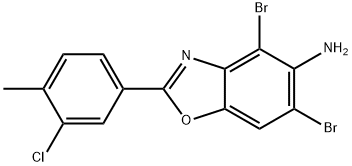 4,6-DIBROMO-2-(3-CHLORO-4-METHYLPHENYL)-1,3-BENZOXAZOL-5-AMINE,637303-15-2,结构式