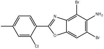 4,6-DIBROMO-2-(2-CHLORO-4-METHYLPHENYL)-1,3-BENZOXAZOL-5-AMINE 化学構造式