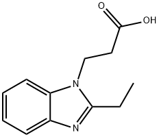 3-(2-エチル-1H-ベンズイミダゾール-1-イル)プロパン酸 化学構造式